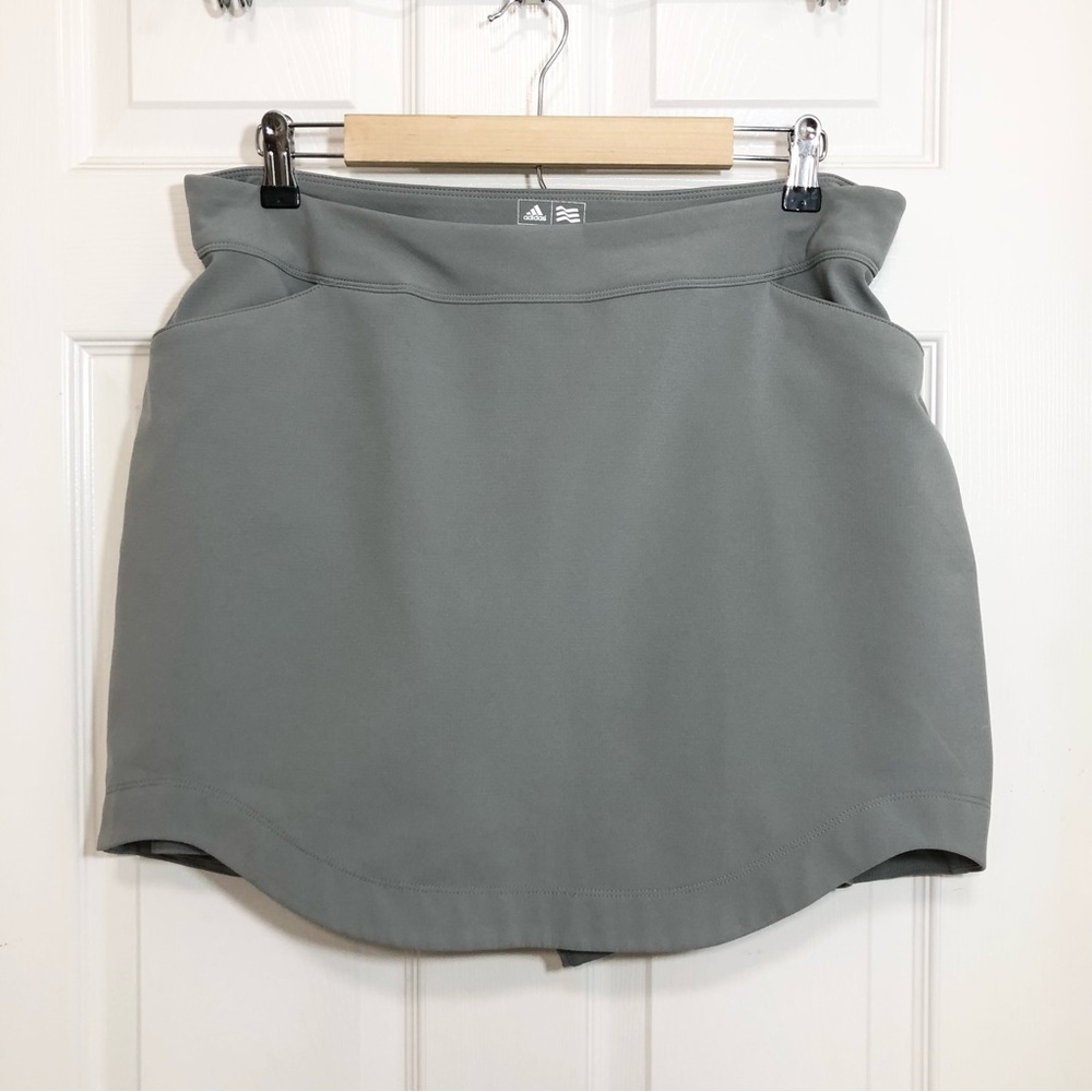 adidas Golf 2 in 1 Skirt / Short Removable Shorts Curve Hem Gray Skirt / Skort L - Picture 3 of 14